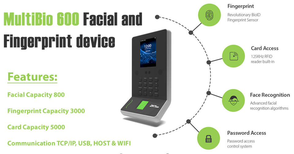 MultiBio 600 Facial and Fingerprint device